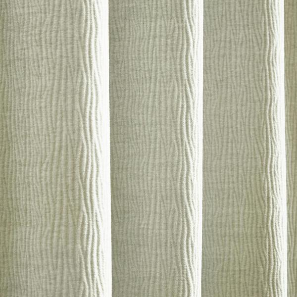 Catherine Lansfield Crinkle Chenille Lined Eyelet Curtains Natural