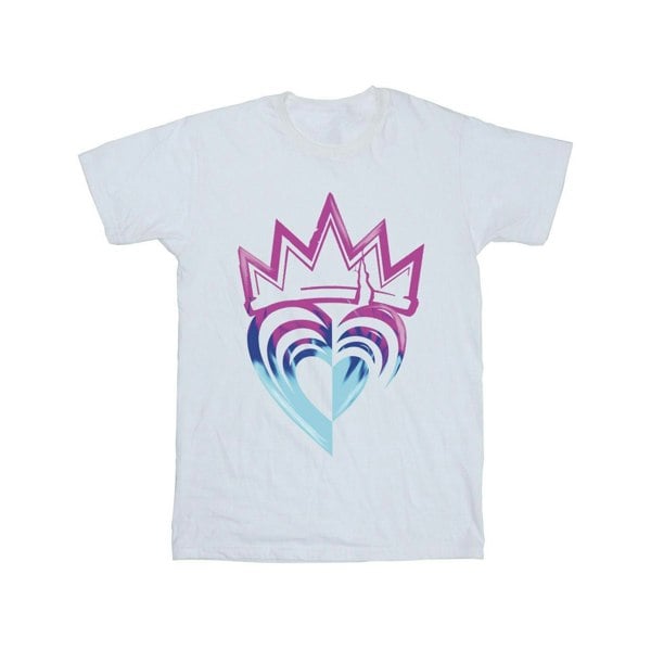 Disney Girls Descendants Pink Crown Cotton T-Shirt - White