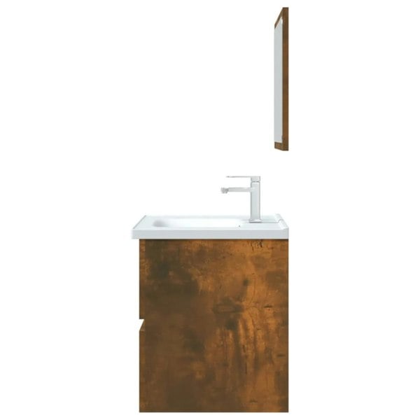 Berkfield 2 Piece Bathroom Furniture Set Smoked Oak Engineered Wood