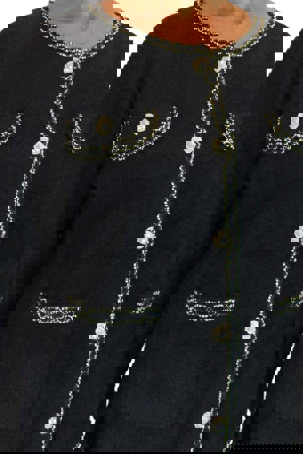 Paulo Due Women's Textured Bouclé Cardigan Jacket with Pearl Trim