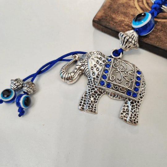 The Colourful Aura Elephant Animal Tassel Turkish Protection Evil Eye Nazar House Car Keychain