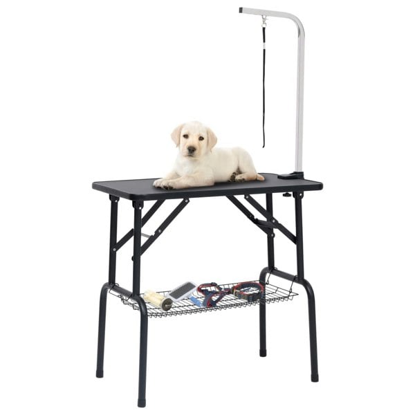 Berkfield Adjustable Dog Grooming Table with 1 Loop and Basket