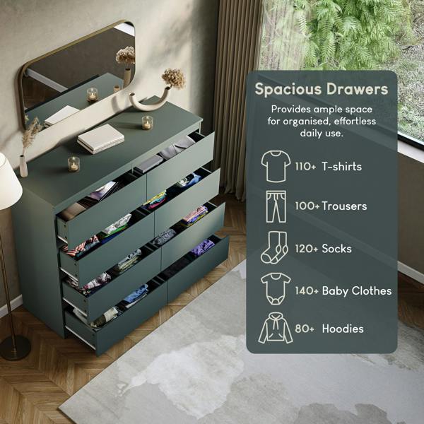 Vida Designs Denver 8 Drawer Chest, Black