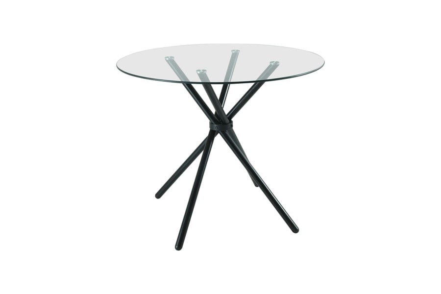 Indoor Living New York Circle Glass Dining Table with starburst black legs