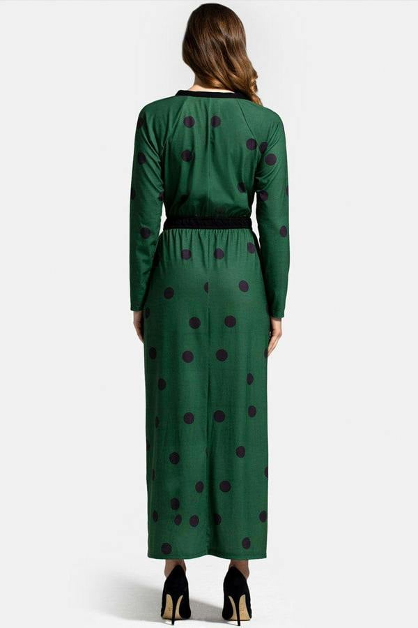 HotSquash Long Sleeve Maxi Dress with Neck Tie