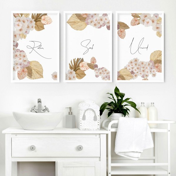 Bathroom wall decor art | Set of 3 wall art