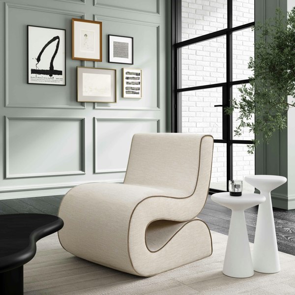 Furniture Edit Senna Cream Basketweave Accent Occasional Chair