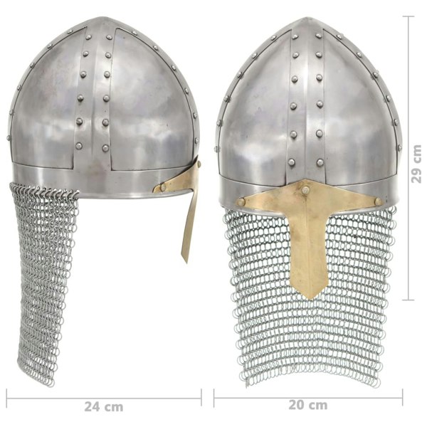 Berkfield Crusader Knight Helmet Antique Replica LARP Silver Steel