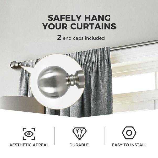 Marlow Steel Curtain Rod Quiet Rail Pole Set Extendable Adjustable Satin Nickel