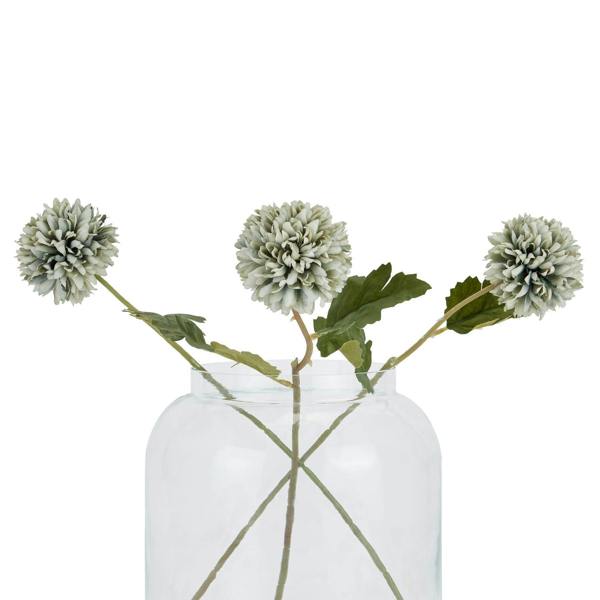 Wyld Haus Set of 3 Artificial Flowers Pale Green Blue Short Chrysanthemum Stems