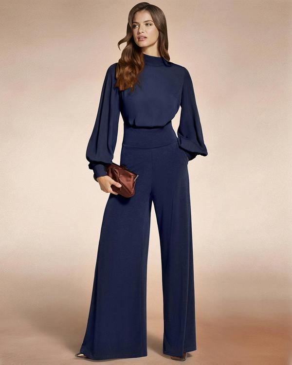 HotSquash Wide Leg Jumpsuit with Blouson Sleeve