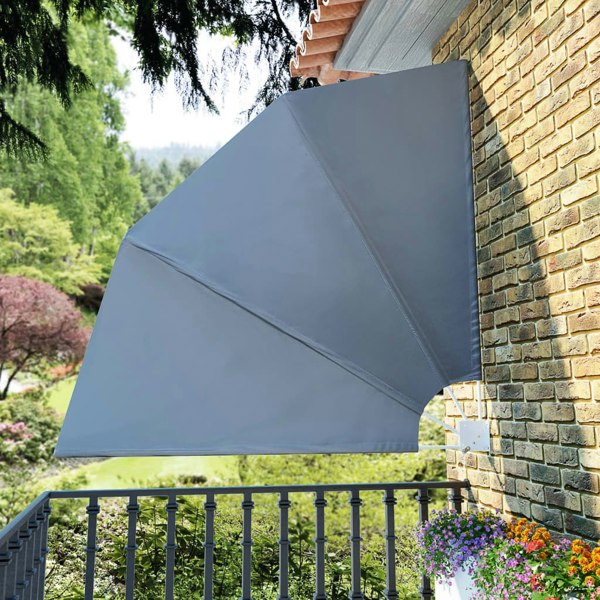 Berkfield Collapsible Balcony Side Awning Grey 210x210 cm