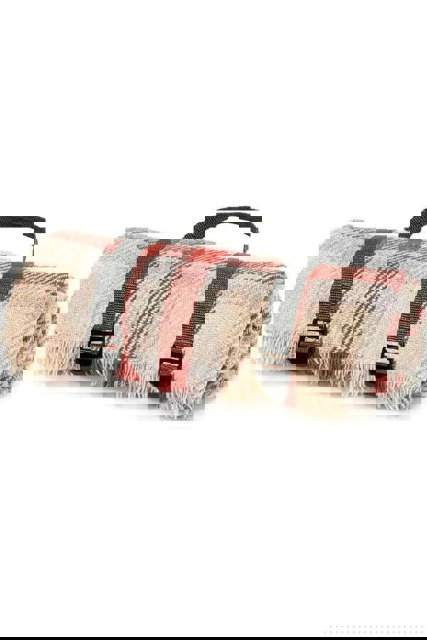 HomeSpace Direct Tweedmill Keith Check Wool Waterproof Picinic Rug Red & Silver