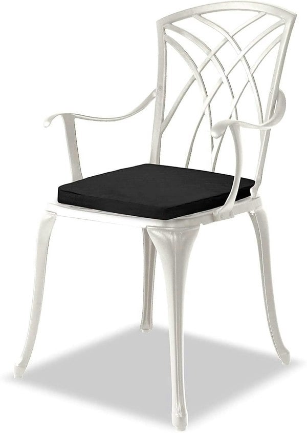 Centurion Supports OSHOWA Luxurious Garden and Patio Table and 4 Large Chairs with Armrests Cast Aluminium Bistro Set - White with Black Cushions