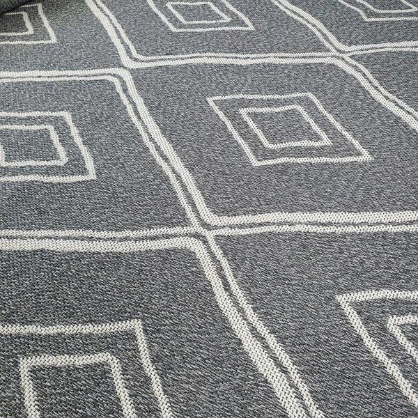 Cotton Grey Rug Diamond Geometric Pattern