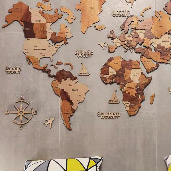 HYGRAD BUILT TO SURVIVE 3D Wooden World Map Wall Art – Vintage Rustic, 4 Sizes | HYGRAD®