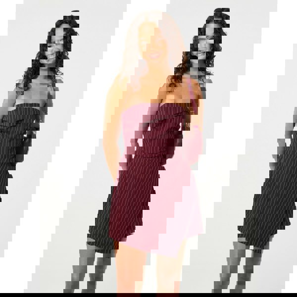 Pink Vanilla Pinstripe Bandeau Skort Dress