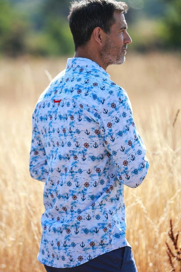 NAUTICAL TENCEL PRINT SHIRT - Claudio Lugli Shirts