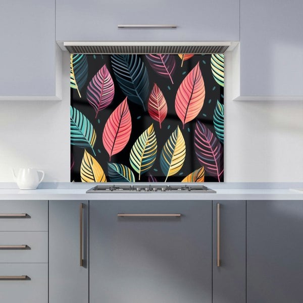 Warren Reed - Designer Colourful Leaves Pattern Kitchen Splashback