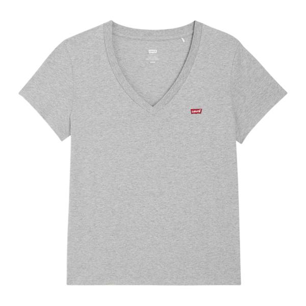 Levis Womens/Ladies Logo V Neck Short-Sleeved T-Shirt - Heather Grey - 