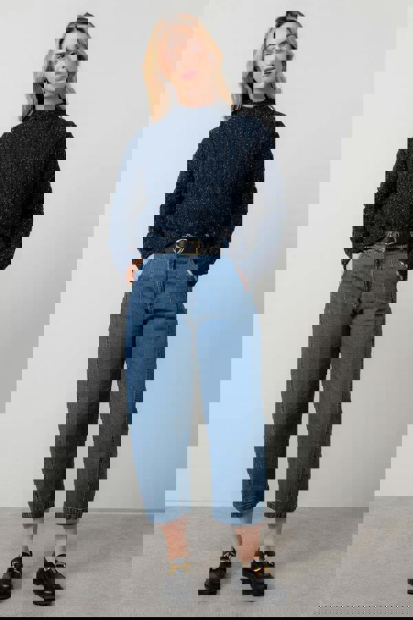 Lily & Me Elspeth Cable Knit High Neck Jumper Navy