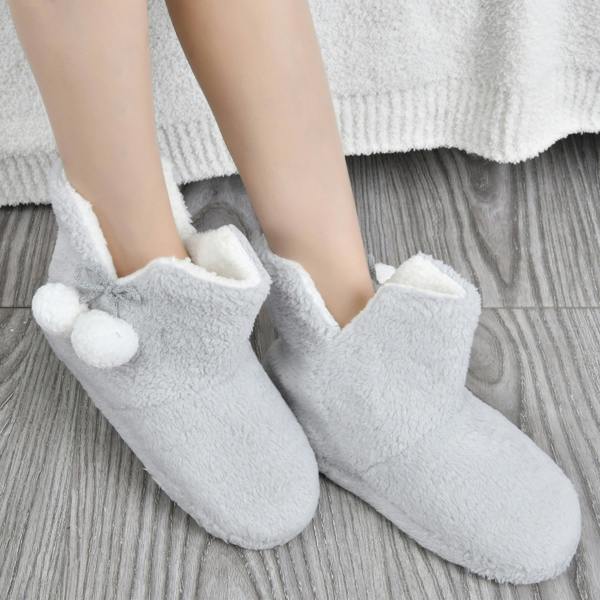 Smart Living Women's Teddy Fleece Bootie Slippers - Cozy, Warm, Soft Indoor House Boots- Grey