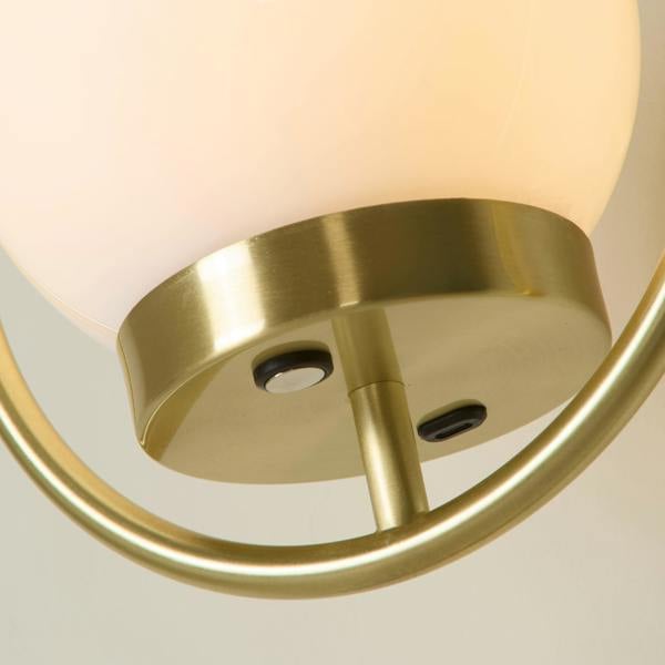 Lighting Collection Modern Brass Teardrop Wall Light with Opal Globe Shade