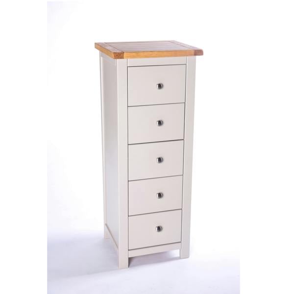 Cabinet Bits Argenta 5 Drawer Narrow Chest of Drawers Chrome Knob