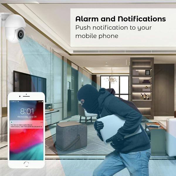 ENER-J Smart WiFi Outdoor Dome IP Camera, 2K 3MP Pan-Tilt, Night Vision, Motion Detection, Two-Way Audio, Alexa & Google Home Compatible