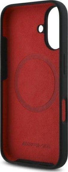 Mercedes Benz AMG Checkered Flag Pattern Case with MagSafe for iPhone 16 6.1" Black & Red - AMHMP16S2SCFR