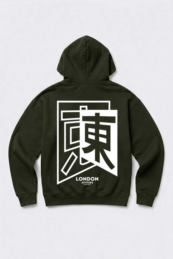 London Attitude Relaxed Fit Japanese Inspired  Graphic Hoodie