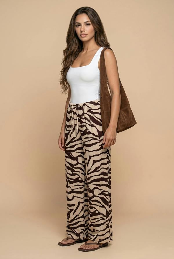 Urban Bliss Zebra Trouser Brown Pattern