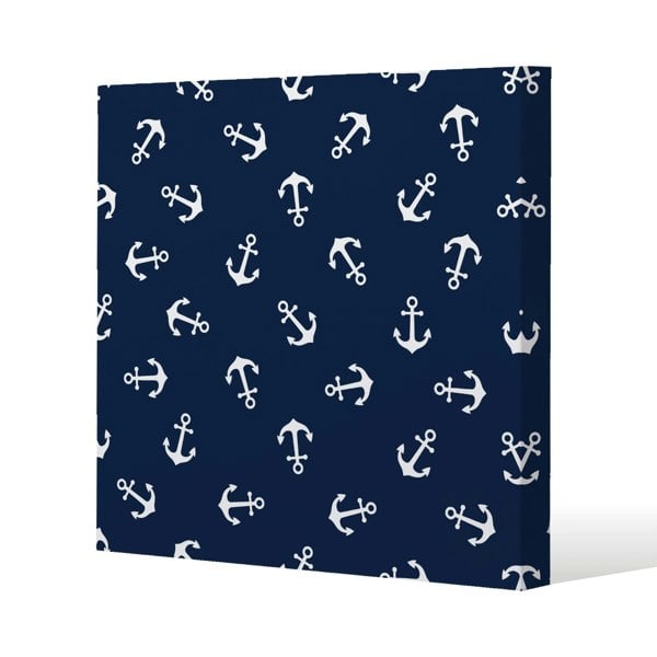 Benjamin Tate Design Anchors on Navy Background (Canvas Print)