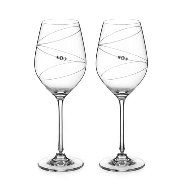 Diamante Ring Red Wine Glasses Adorned with Swarovski® Crystals - Set of 2