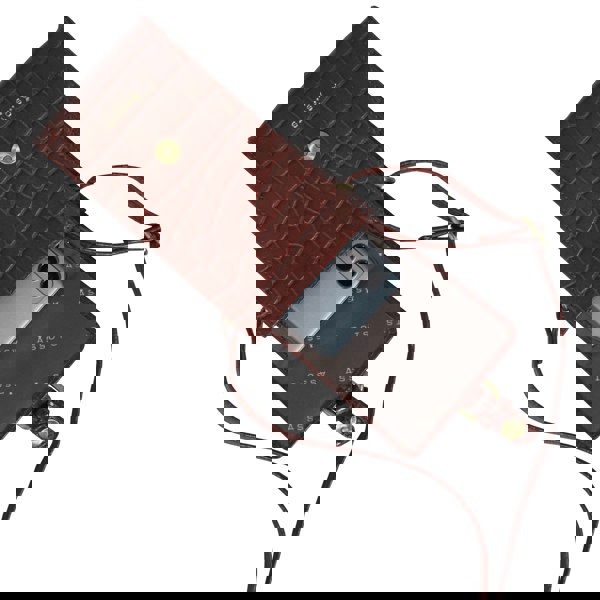 Assots London 'PETRA' Red Croc Real Leather Mobile Phone Crossbody Bag