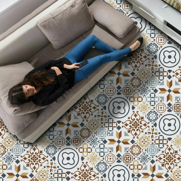 WALPLUS WFS6013 - Azulejo Tiles Melange Floor Sticker 120cm x 60 cm