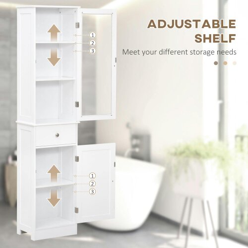Wyld Haus Ramila Tall Bathroom Storage Cabinet With Shelves Drawer And Door In White