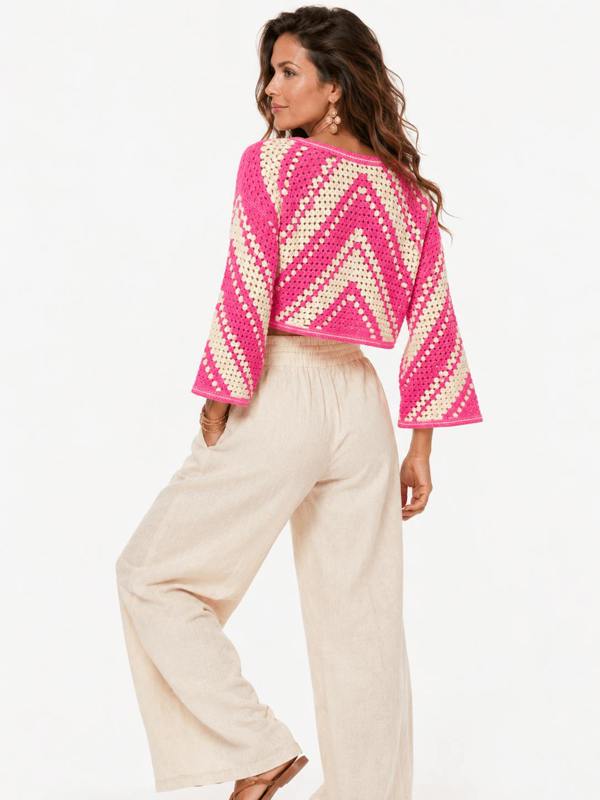 GEOMETRIC STRIPE ACRYLIC KNIT WOMEN'S JUMPER - Claudio Lugli Shirts