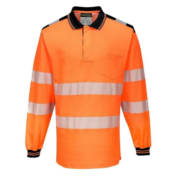 PW3 Hi-Vis Cotton Comfort Polo Shirt L/S Portwest