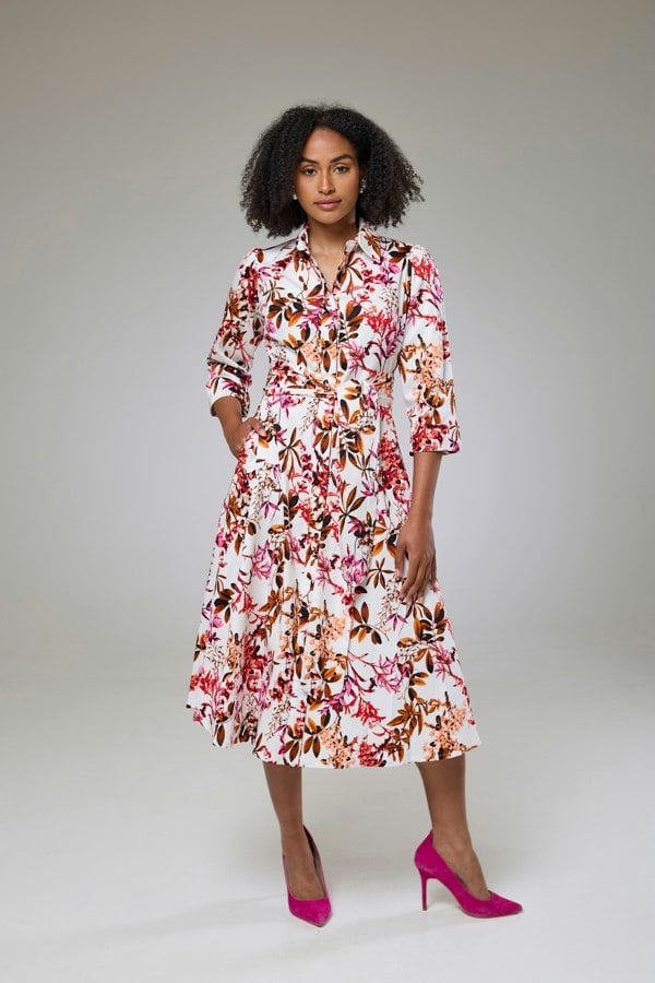 Isha's Timeless collection Blooming Pink Flora Sleeved Dress