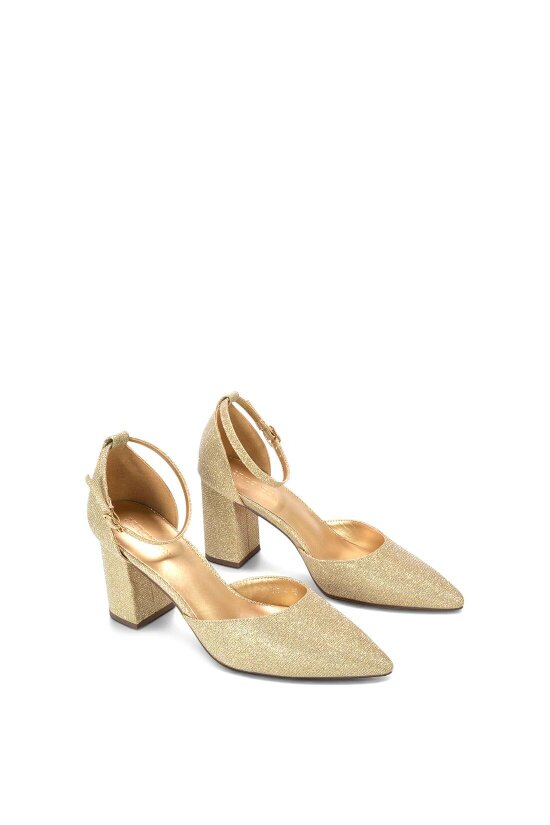 XY LONDON Ankle Strap Block Heel Court Shoes