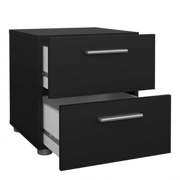 Wyld Haus Daejeon Black Wooden Bedside Table 2 Drawers