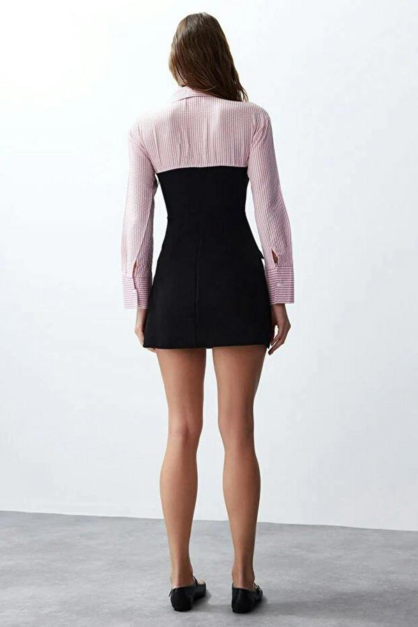 WOVCOR Finike Mini Woven Shirt Dress with Strapless Detail