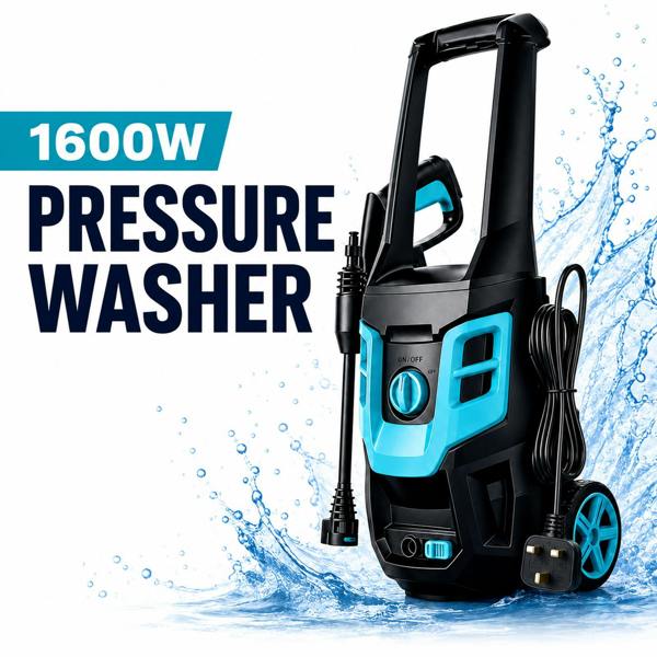 Gr8 Garden 1600W Pressure Washer 130 Bar Portable Jet Wash Patio Car Cleaner Complete Kit