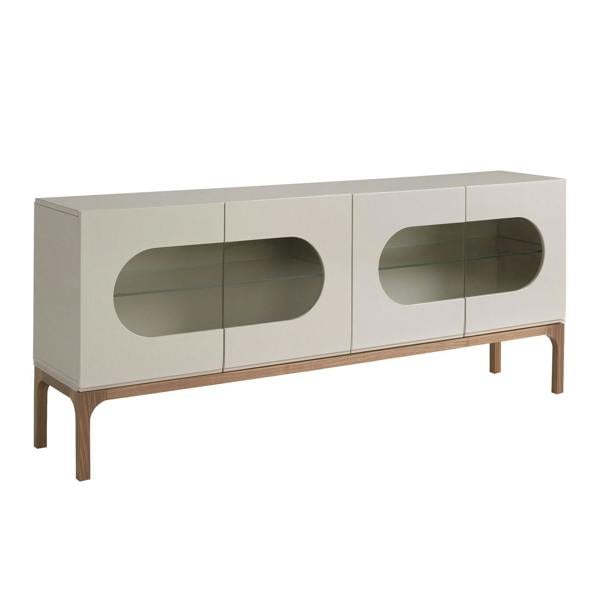 Angel Cerdá Grey and Walnut Wood Sideboard With Interior Lighting 3241