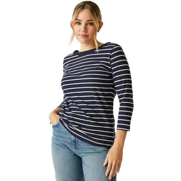 Regatta Womens/Ladies Baylette II Striped T-Shirt - Navy/White - 