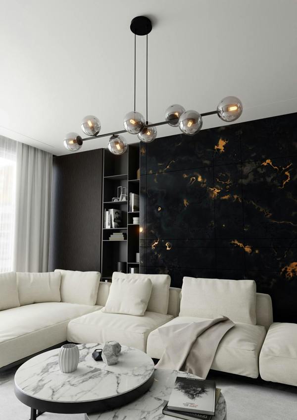 Emibig ROSSI Pendant lamp  8 x E14 Black with Graphite Shade