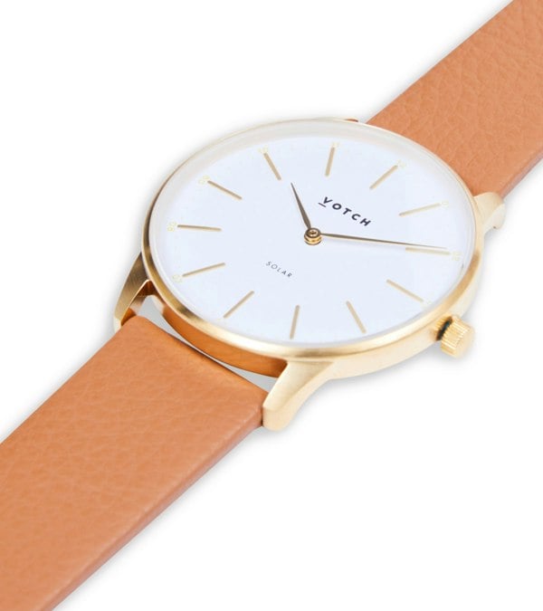 Votch Gold & Tan Watch | Solar Classic