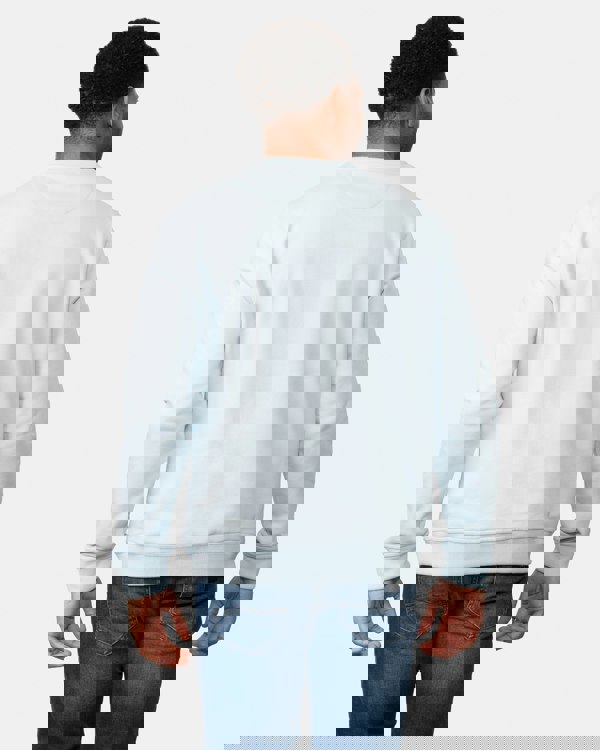 Belstaff Mens Crew Neck Sweatshirt With Logo Patch - Sky Blue - CHO - Designer Mens Sweatshirts