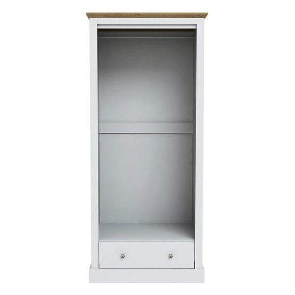 Wyld Haus Ardee White and Natural Oak Wooden Wardrobe 2 Doors 1 Drawers